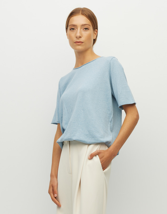 JH Lounge - JHL Crew T (Fine Cotton Cashmere) Mineral Marle