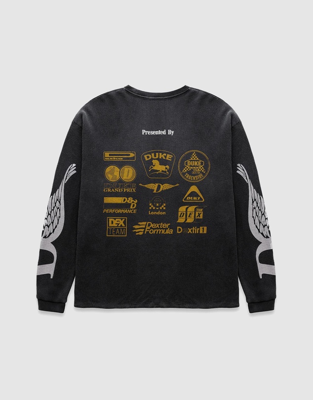 Duke + Dexter - DR Sponsors Washed Black Waffle Top