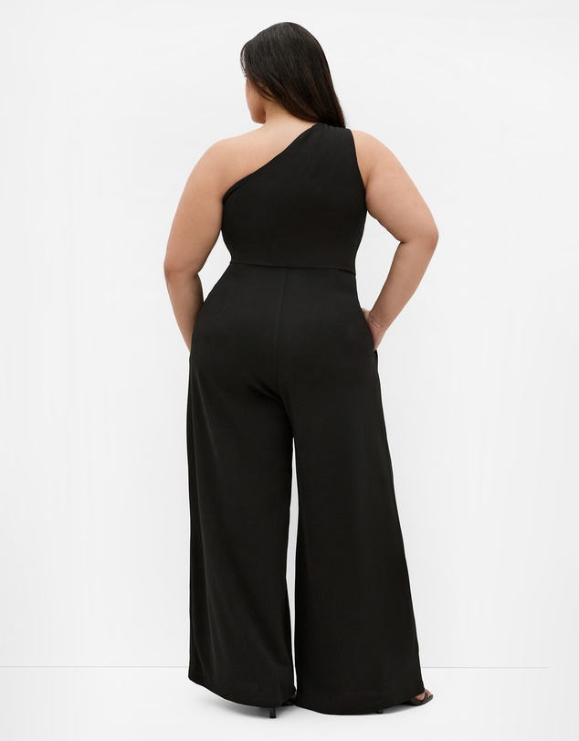 City Chic - Plus size Amber One Shoulder Jumpsuit - black