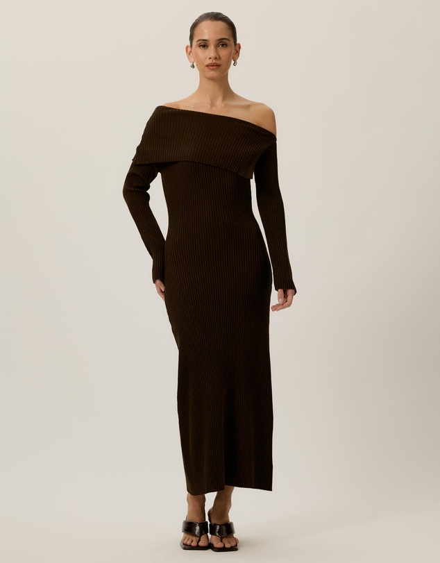 Tussah - Chloe Off Shoulder Knitted Midi Dress