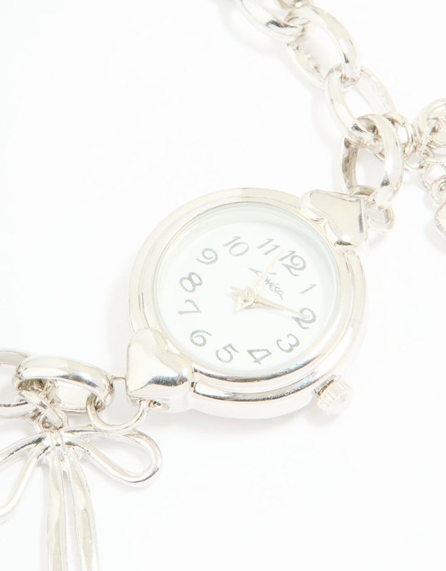 Lovisa - Silver Watch & Bow Charm Bracelet
