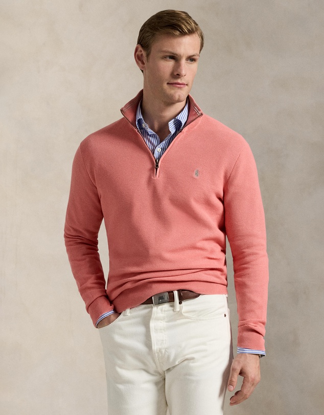 Polo Ralph Lauren - Mesh-Knit Cotton Quarter-Zip Sweater
