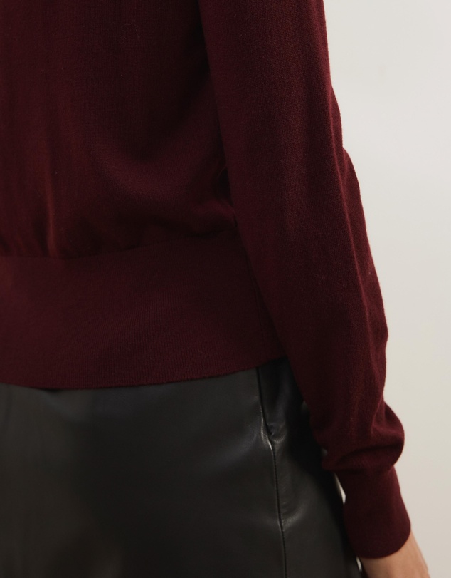 Atmos&Here - Elina Crewneck Knit Cardigan With Rib Hem