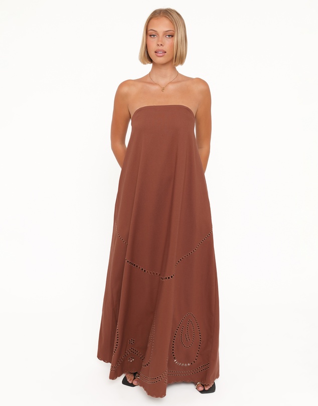 Petal & Pup - Como Strapless Maxi Dress - Brown