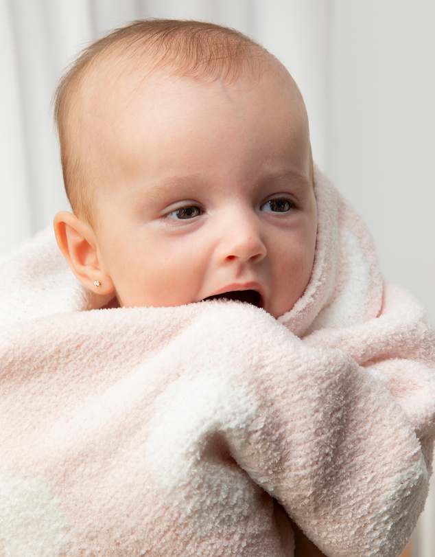 Living Textiles - Chenille Blanket - Pink Hearts