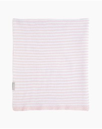 Living Textiles - 100% Cotton Knit Stripe Blanket - Blush/white