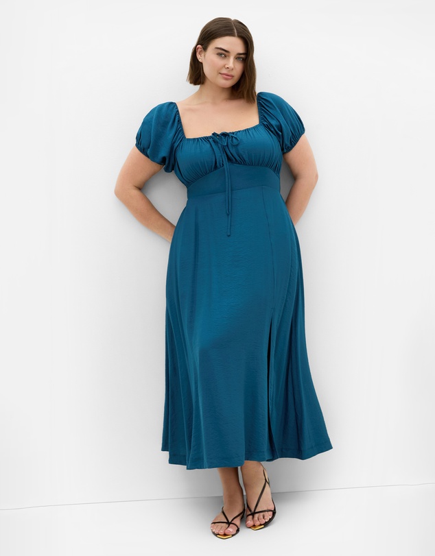City Chic - Plus size Abbigail Split Maxi Dress - petrol