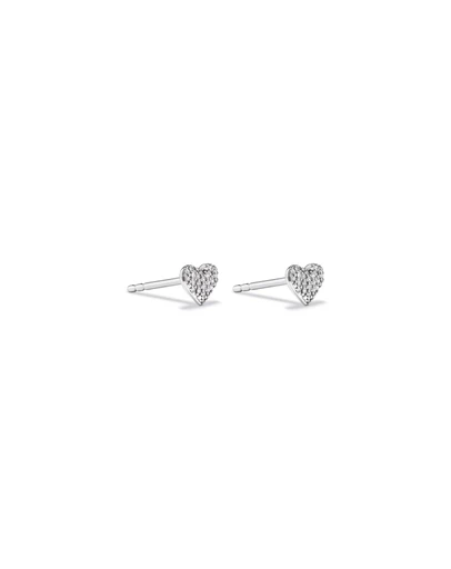 Michael Hill - Fine Pave Diamond Heart Stud Earrings in Sterling Silver