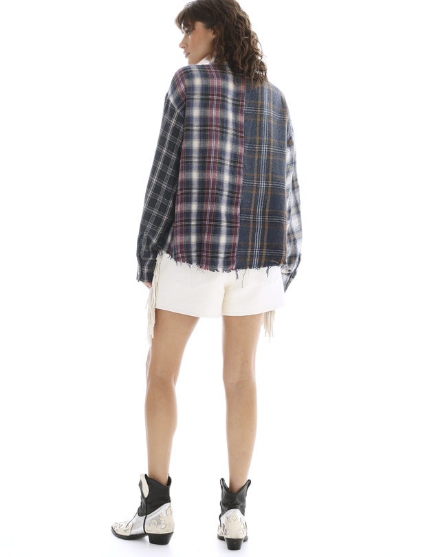 THE TALES - Cut Off Patchwork Check Shirt
