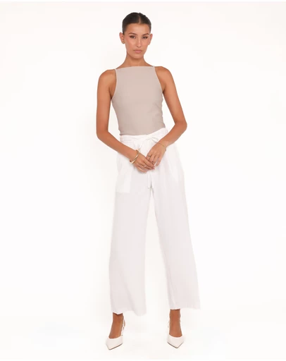 Petal & Pup - Andrew Wide Leg Linen Blend Pant - White