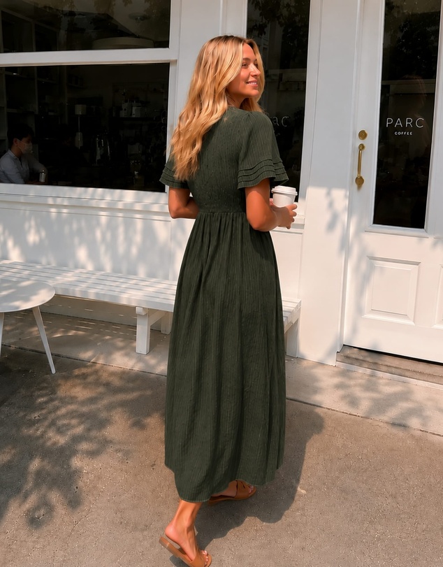 Esther & Co - Iolana Dress - Dark Olive