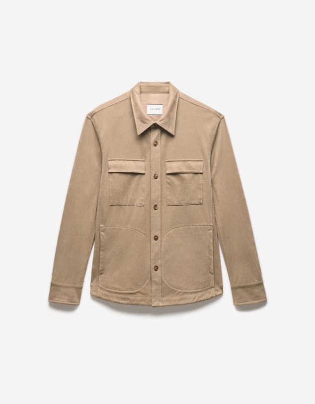 Calibre - Relaxed Suede Look Shirt Jacket Tan