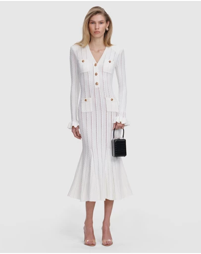 Self Portrait - Pointelle Knit Midi Dress