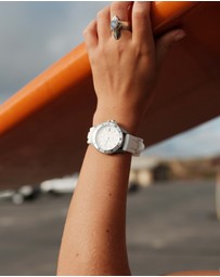Maxum - Liberty White Dial With White Silicone Strap & Silver Tone Case