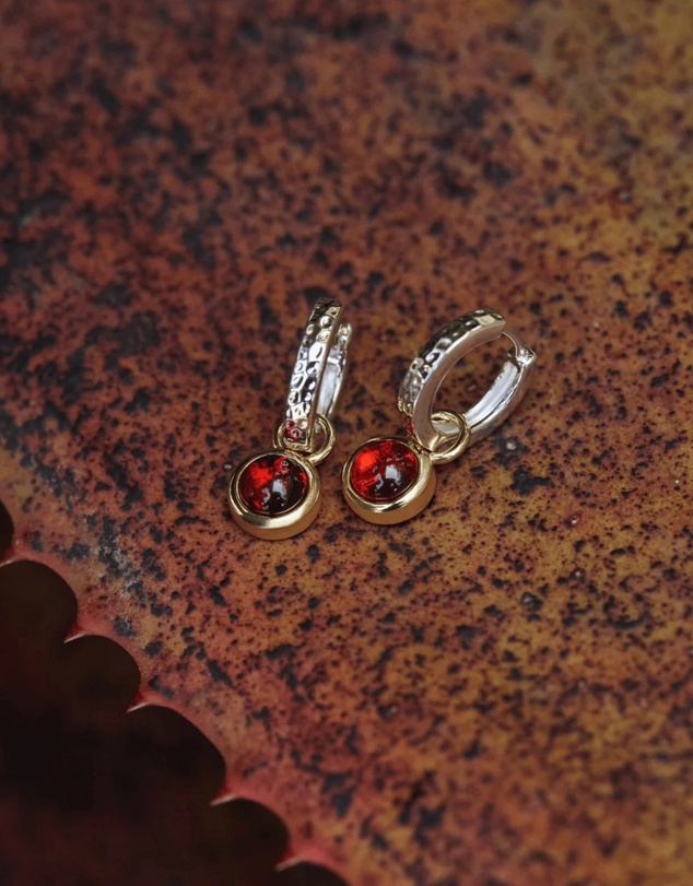 Najo - Solace 2-Tone Garnet Huggie Earring