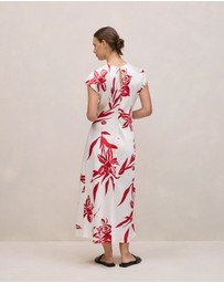 Trenery - Wild Iris Twist Front Column Dress in White