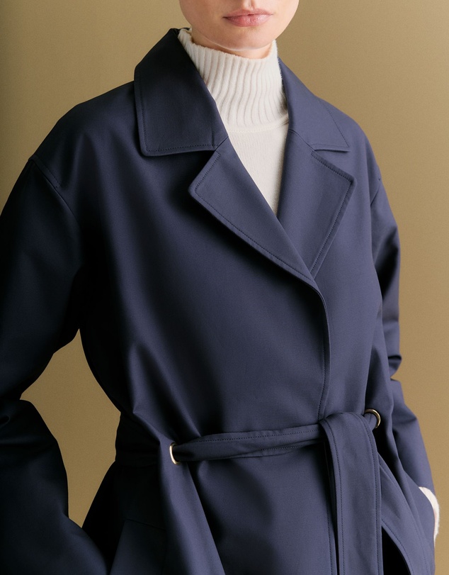 Trenery - Double Cloth Eyelet Detail Trench in Navy