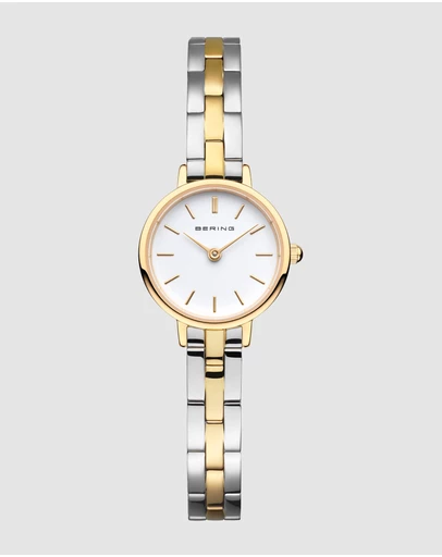 Bering - Bering Classic Ladies 26mm White Dial Two Tone Metal Strap Watch