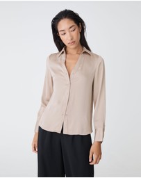 Forcast - Lila V-neck Satin Blouse