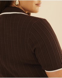 Atmos&Here Curvy - Olaria Contrast Knit Top