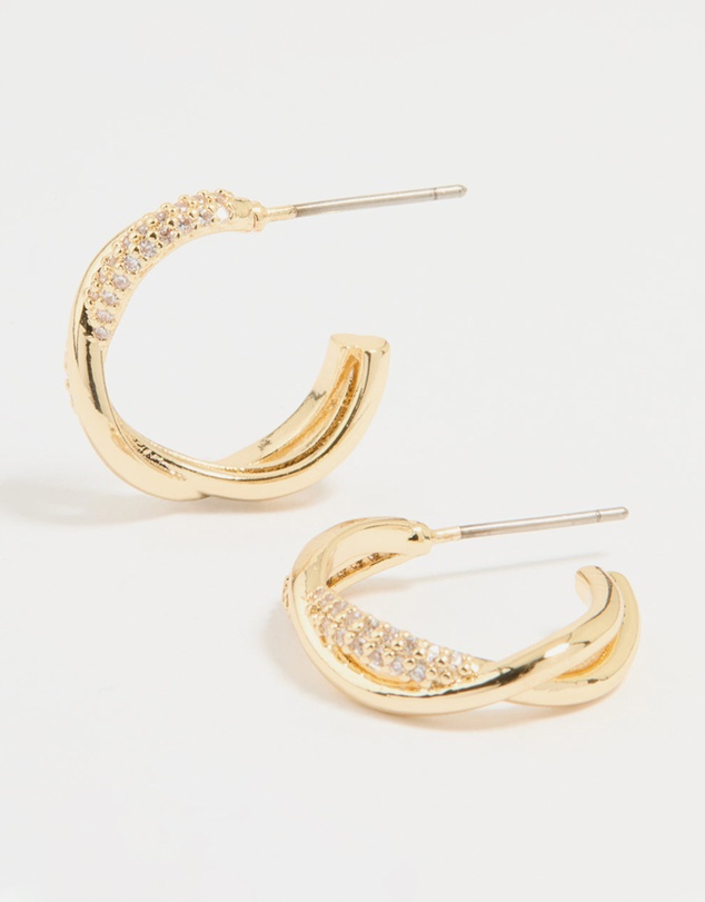 Lovisa - Gold Plated Cubic Zirconia Twisted Hoop Earrings