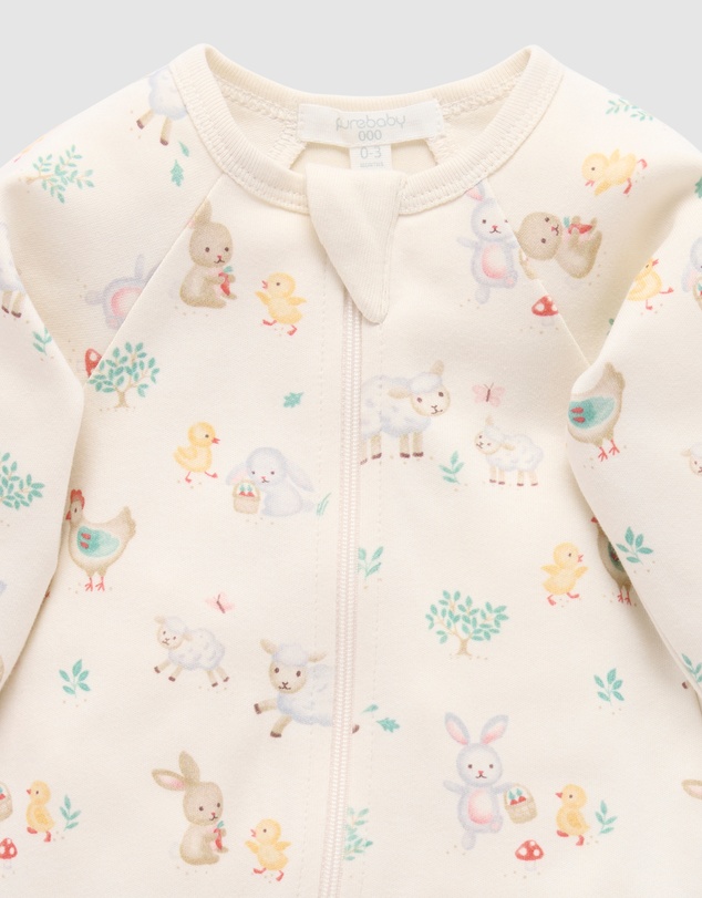 Purebaby - Bunny Cheer Thick Zip Growsuit -Kids-Babies