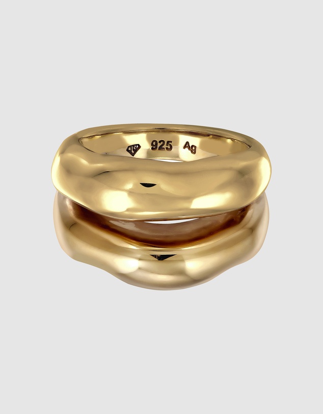 Elli Jewelry - Chunky Band Ring in Gold-Plated 925 Silver
