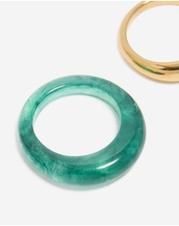 Lovisa - Waterproof Gold Plated Stainless Steel Modern Thin Stack Ring Set Of 2