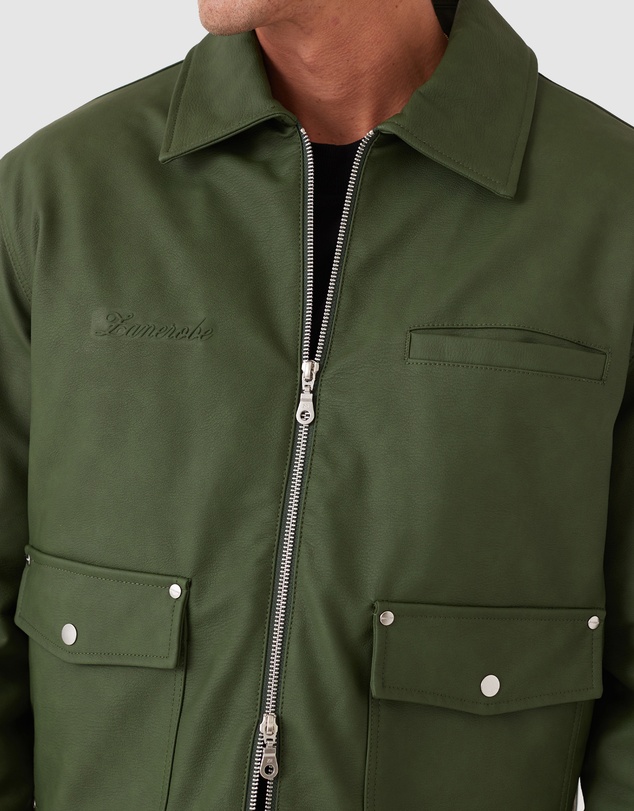 Zanerobe - Faux Leather Aviator Jacket Forest
