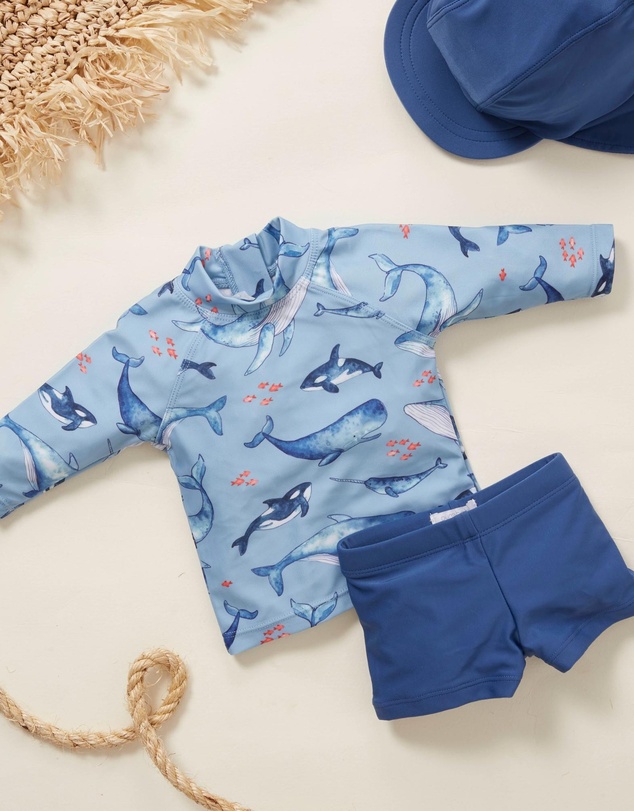 Purebaby - Printed Long Sleeve Rashie Set Swim -Kids-Babies