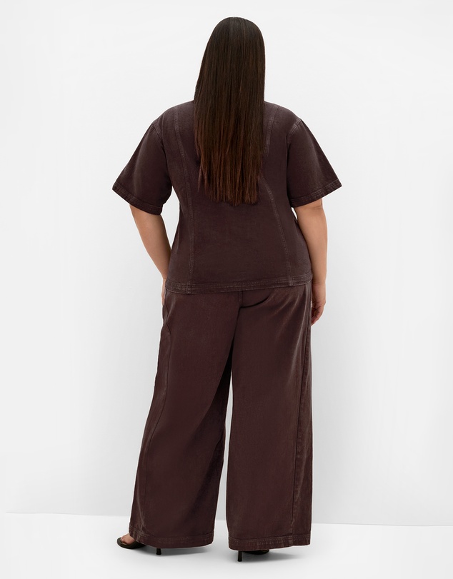 City Chic - Plus size Demi Button Down Denim Shirt - chocolate wash
