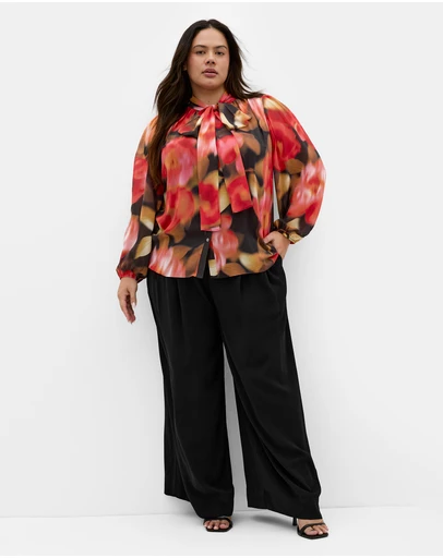 City Chic - Celine Print Neck Tie Top