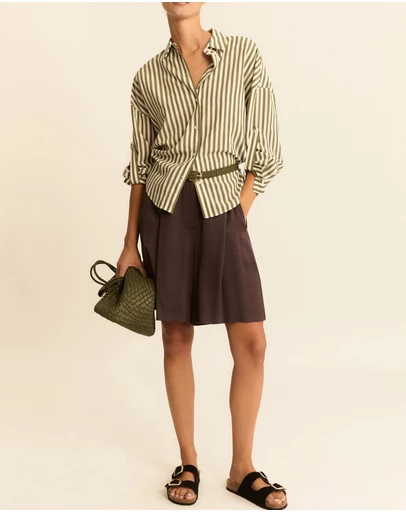 Emme - Military Green Washed Viscose Shirt