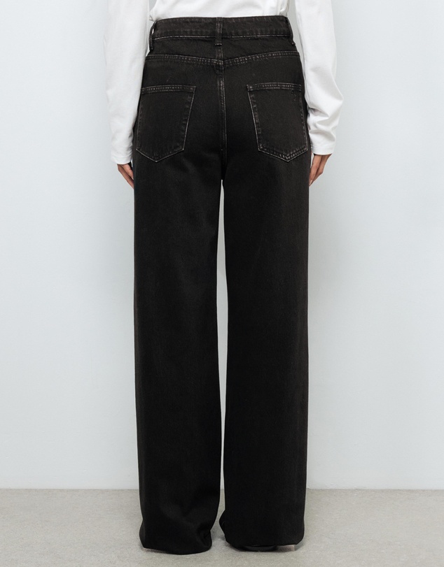 AERE - High Rise Seam Detail Wide Leg Jeans