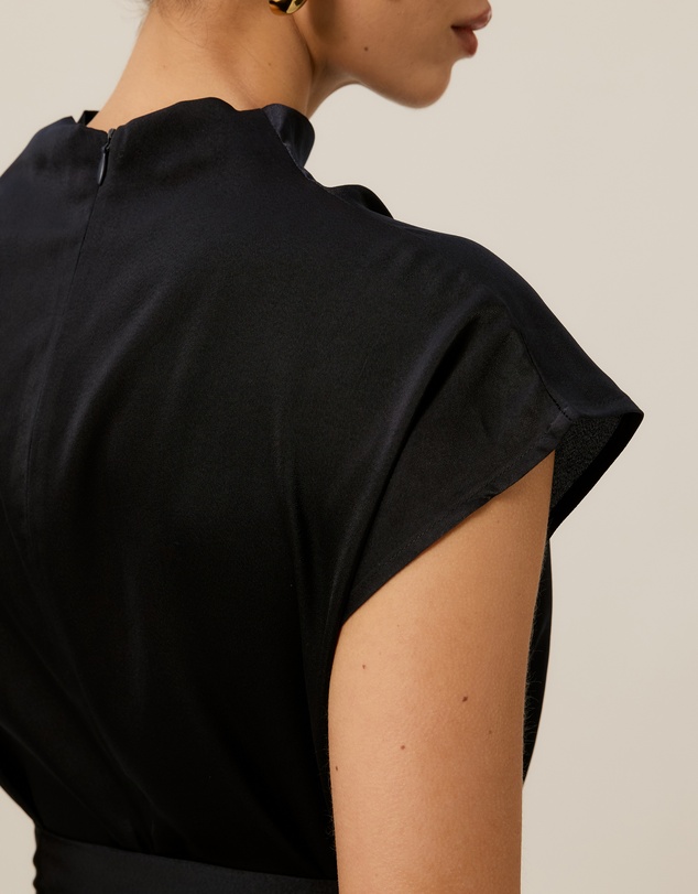 Tussah - Violet Drape Tie Detail Satin Top