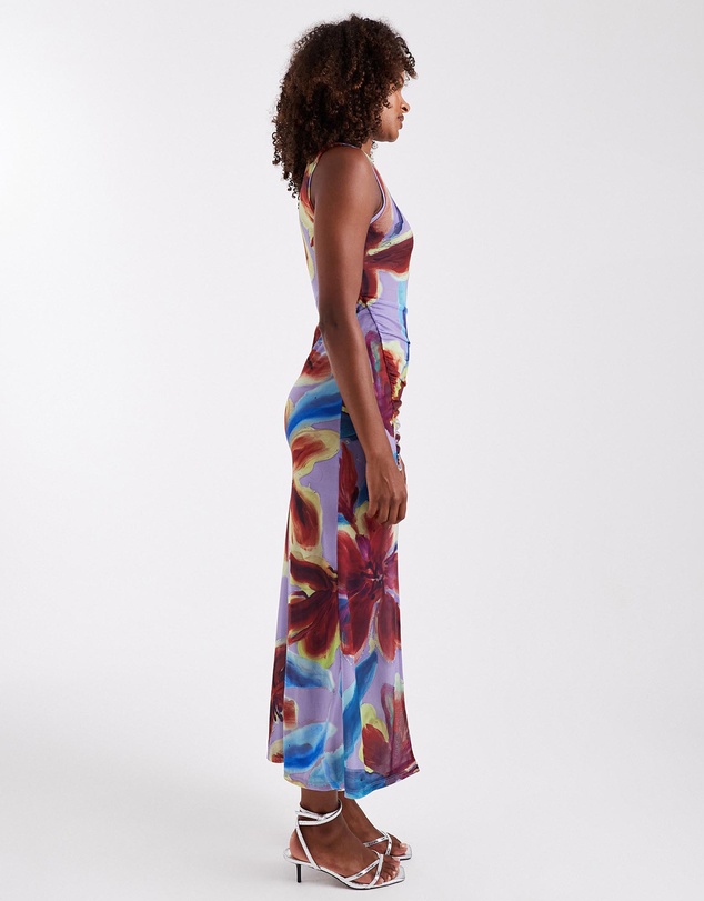 TOPSHOP - Mary Mesh Ruched Maxi Dress