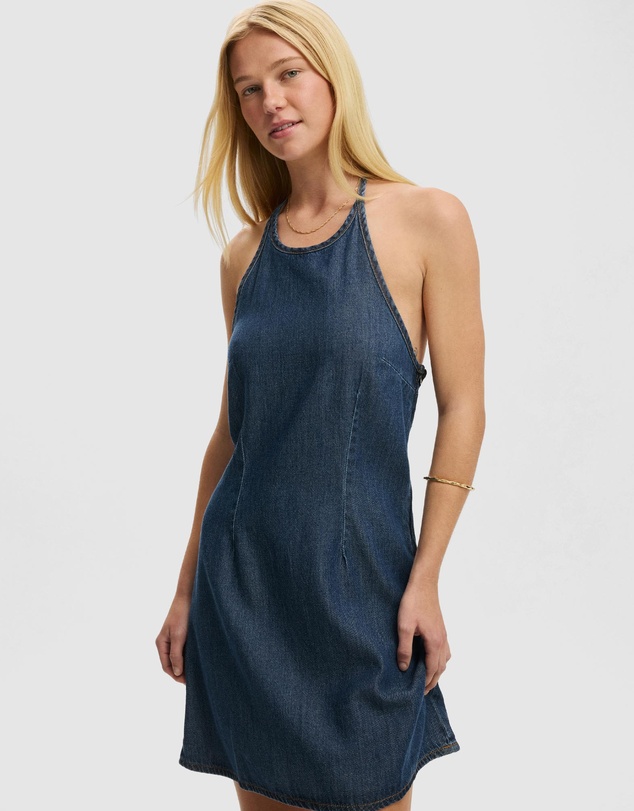 Cotton On - Sloan Lightweight Denim Halter Dress