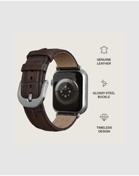 Burga - Burga Apple Watch 42/44/46/49 Leather Band - Silver Clasp Espresso