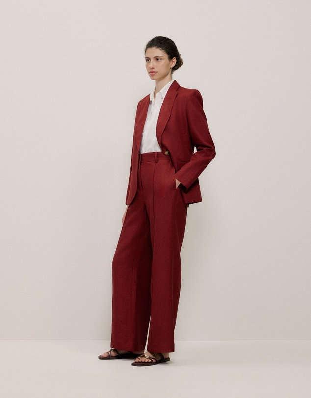 Trenery - Linen Twill Single Breasted Blazer in Russet