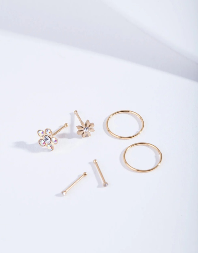 Lovisa - Gold Flower Nose Jewellery 6-Pack