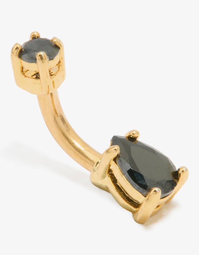 Lovisa - Gold Plated Surgical Steel Black Cubic Zirconia Belly Bar