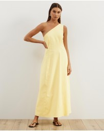 Atmos&Here - Oralie One Shoulder Linen Blend Midi Dress
