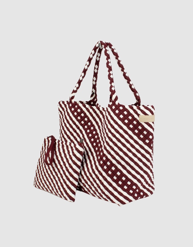 Chuchka - Woven Neoprene Coco Large Tote Maroon