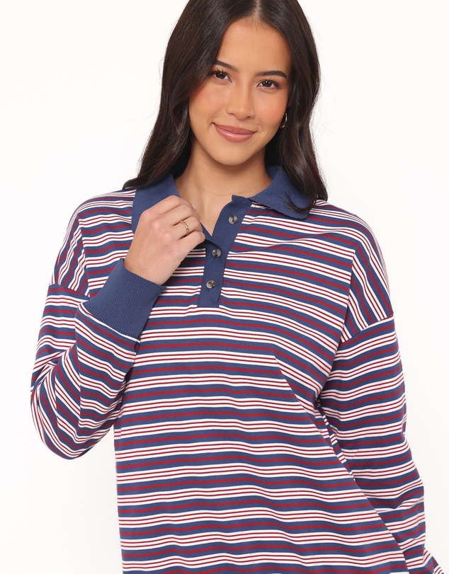 Petal & Pup - Beau Long Sleeve Jersey Top - Navy Stripe