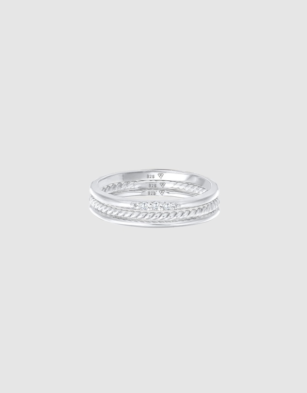 Elli Jewelry - Zirconia Ring Set in 925 Silver