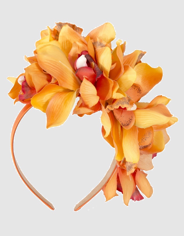 Max Alexander - Large Orange Flower Headband Fascinator