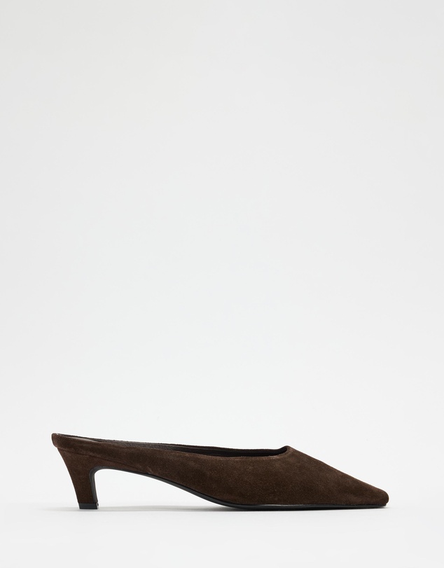 AERE - Tala Heeled Suede Mules
