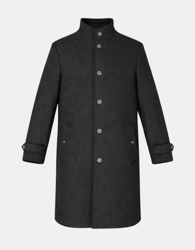 Henry Bucks - HENRY SARTORIAL Wool Overcoat CHARCOAL