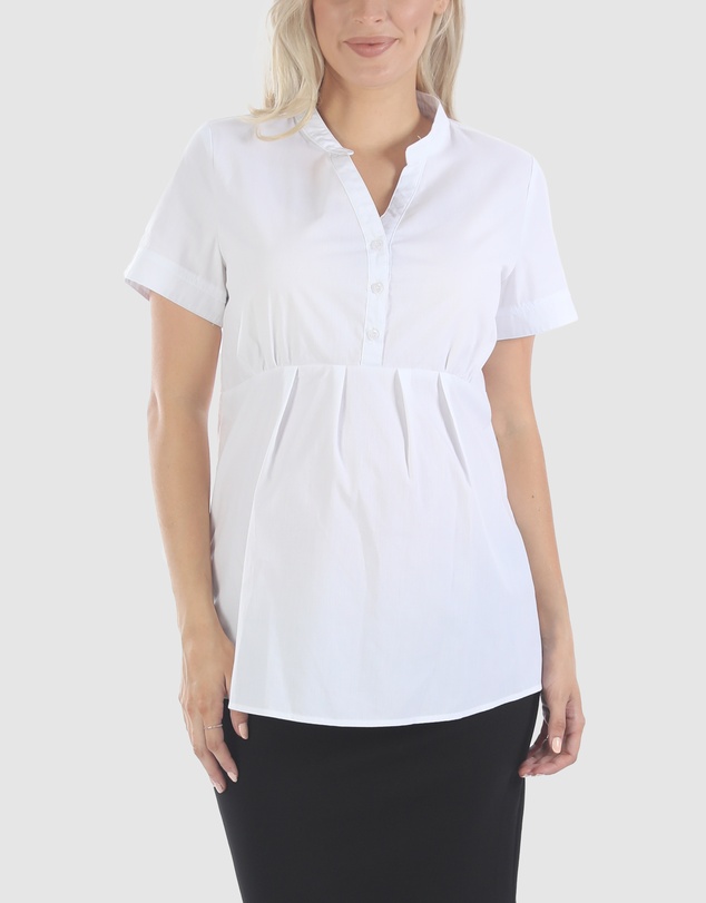 Angel Maternity - Maternity & Nursing Blouse Work Top - White