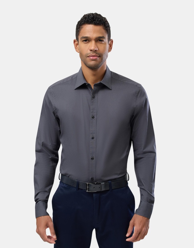 Brooksfield - Dot Print Reg Fit Stretch Business Shirt